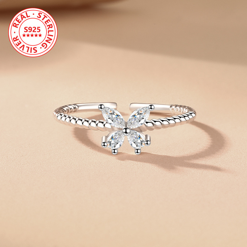 Adjustable S925 Silver Butterfly Ring for Women